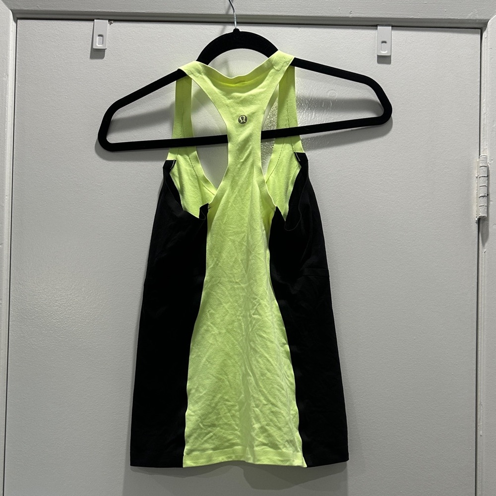 Lululemon Neon Yellow Color-Blocked Racerback Tank – Size Small - Picture 3 of 3